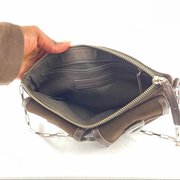 Deep Brown Leather Suede Shoulder Bag - Picture 3 of 4